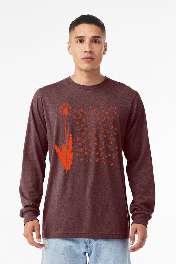 1000 Wishes Unisex Long Sleeve Heather Maroon and Maroon