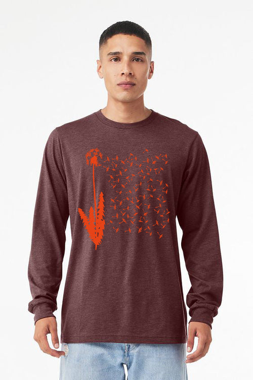 1000 Wishes Unisex Long Sleeve Heather Maroon and Maroon