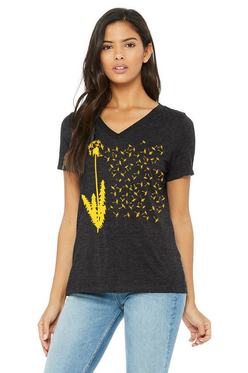 1000 Wishes V-Neck Tee  - Women's Dark Grey Heather (Limited) or Asphalt