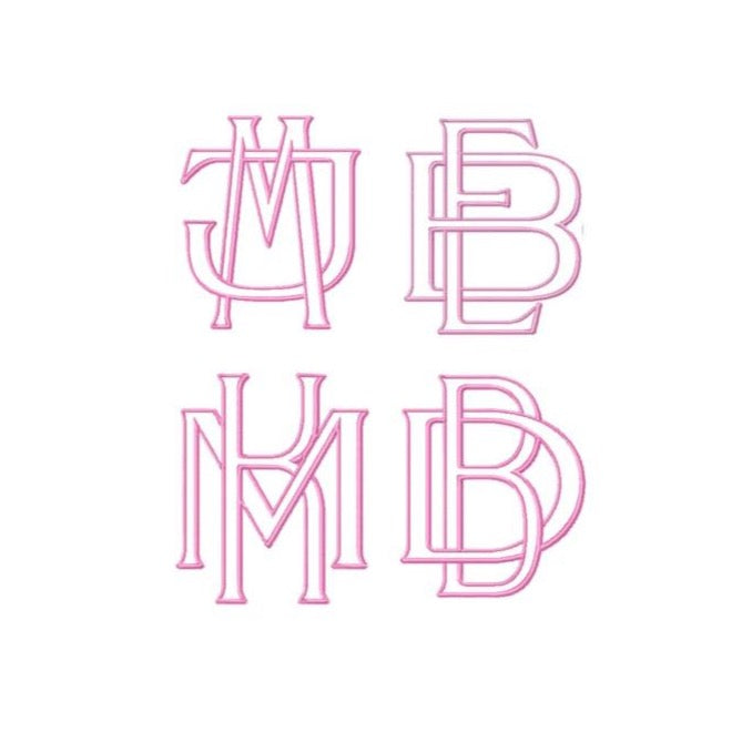 1.5" Two Type Outline Satin Embroidery Font Package for DIY monograms