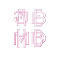 1.5" Two Type Outline Satin Embroidery Font Package for DIY monograms