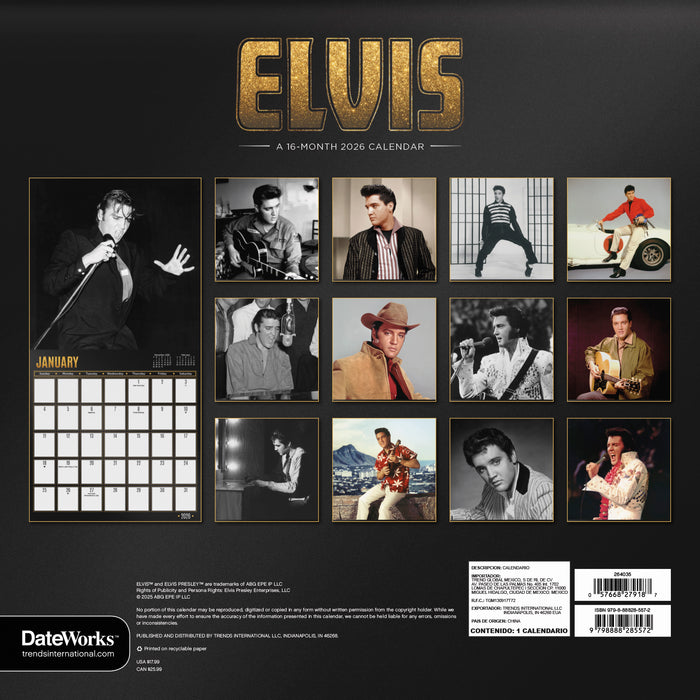 2026 Elvis Wall Calendar