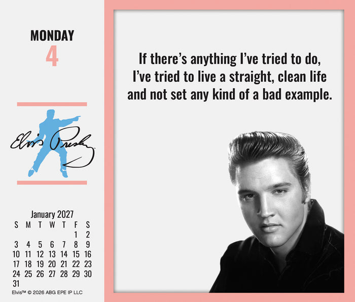 2027 Elvis Presley By Day Calendar