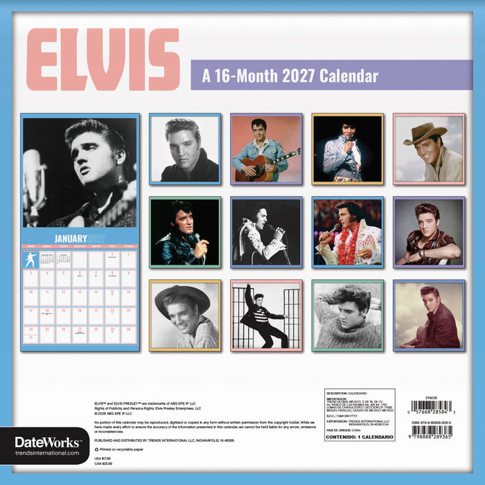 2027 Elvis Presley Wall Calendar