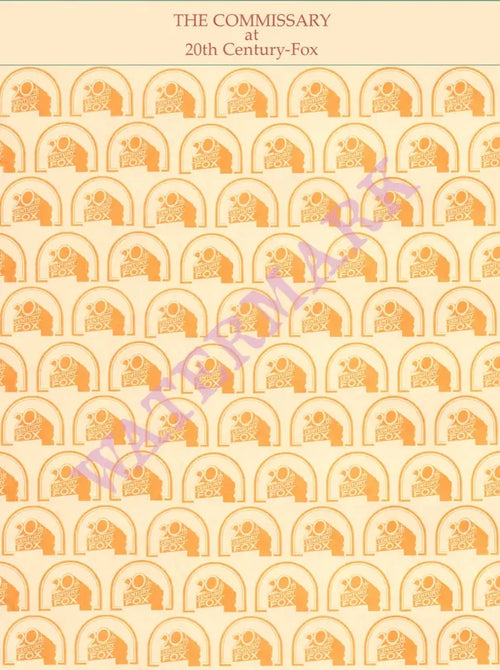 20th Century Fox Commissary, Los Angeles 1980s Menu Design