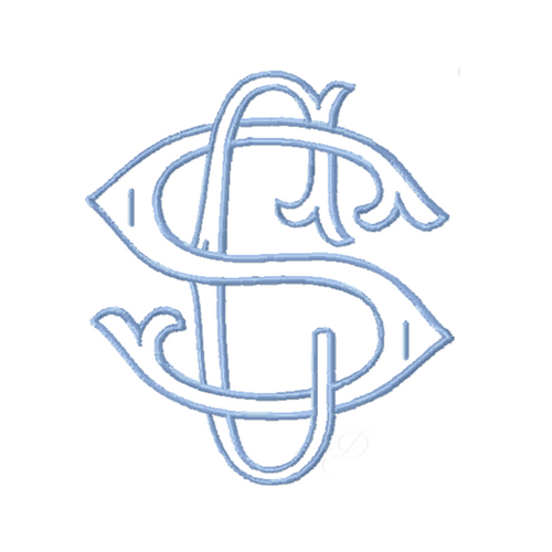 3.5" C Fishtail Embroidery Font Two Type Outline Font