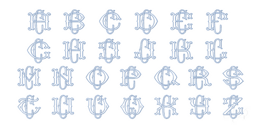 3.5" C Fishtail Embroidery Font Two Type Outline Font