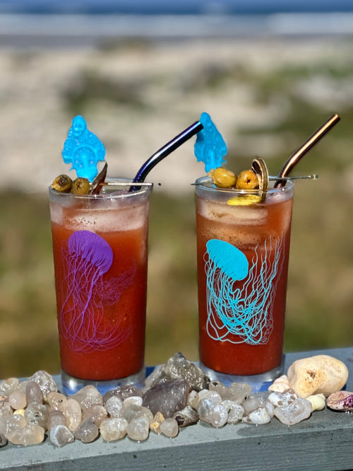4 Pack Boxed Set Jellyfish Colors Tall Collins Highball Glasses