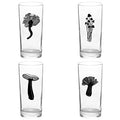4 Pack Boxed Set Mushrooms Black Tall Collins Glasses
