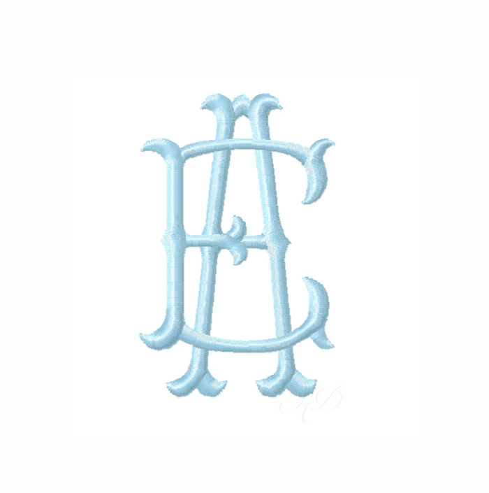 5x7 Kendall Satin Embroidery Font for personalized monograms