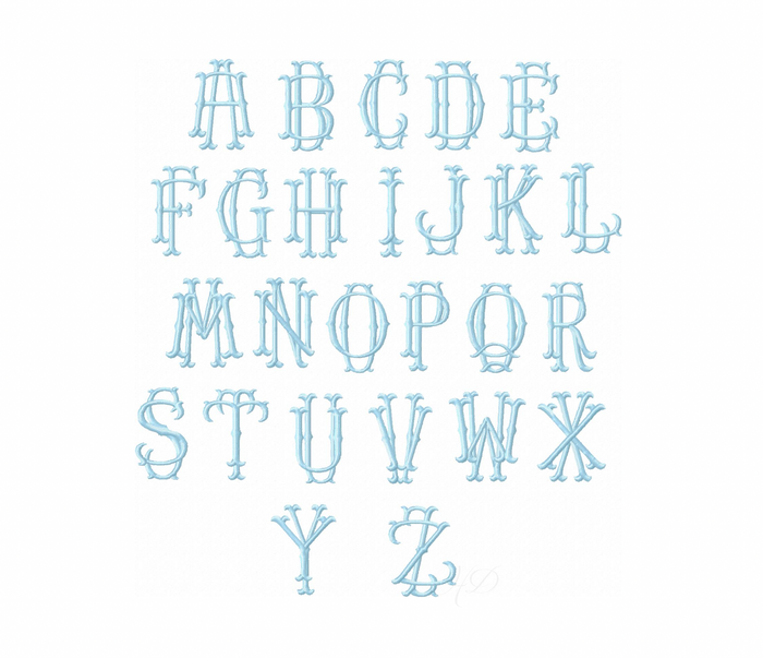 4x4 Kendall Satin Embroidery Font