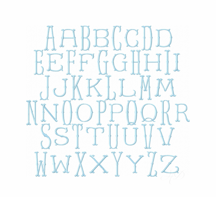 4x4 Kendall Satin Embroidery Font