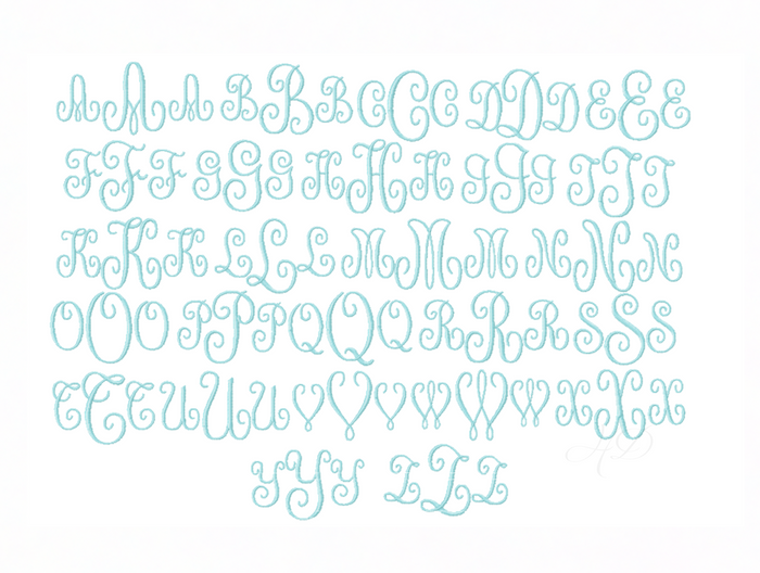 4x4 Lilly Anne Embroidery Font