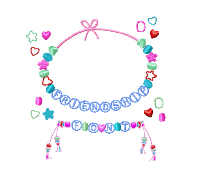 5.5" Friendship Bracelet Embroidery Font Package for crafting
