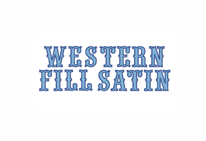 4x4 Western Fill Satin Embroidery Font for unique monogramming
