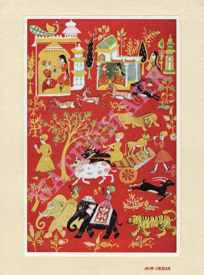 Air India In-flight Menu, 1970s Menu art