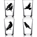 "All The Ravens" 6.75oz Euro Wine Juice Glass 4 Pack Black Set