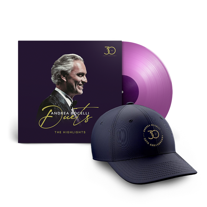 Andrea Bocelli: Duets - 30th Anniversary Purple LP + Baseball Cap
