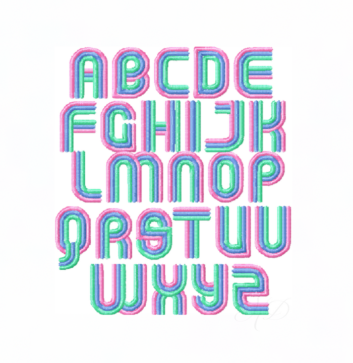 Asher Deco Inline Embroidery Font - Large 4x4 Sizes