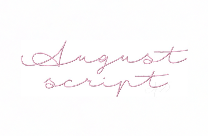 August Script Satin Embroidery Font for crafting projects