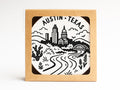 Austin Texas Skyline Letterpress Coaster Set