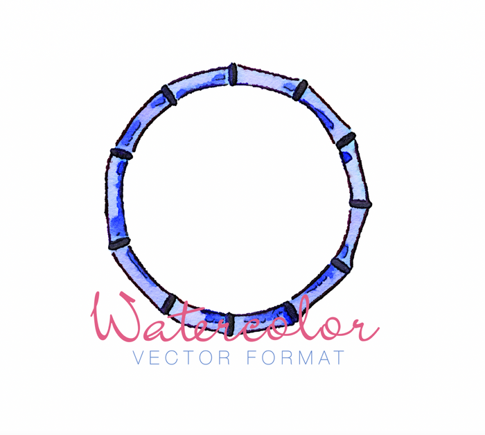 Bamboo Monogram Ring Watercolor PNG SVG PDF Vector