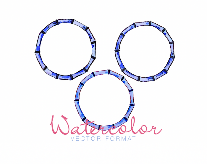Bamboo Monogram Ring Watercolor PNG SVG PDF Vector