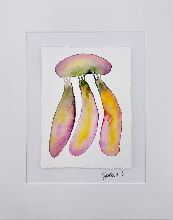 Banana Jelly 11x14  - Original Watercolor Paintings By Seasons Kaz Sparks