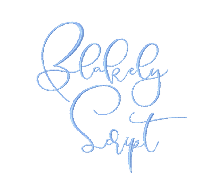 Blakely Script Embroidery Font package in six sizes.