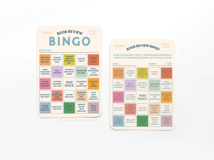 Book Review Bingo Card Set - Onderkast Studio