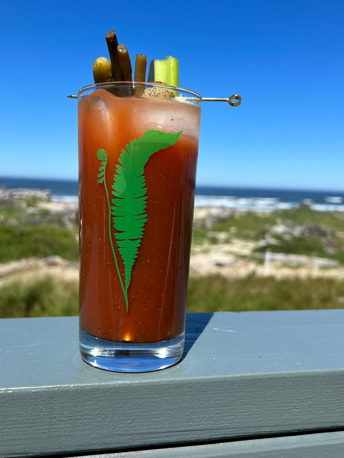 Botanical Fern Tall Green Collins Glass - Botanical Series