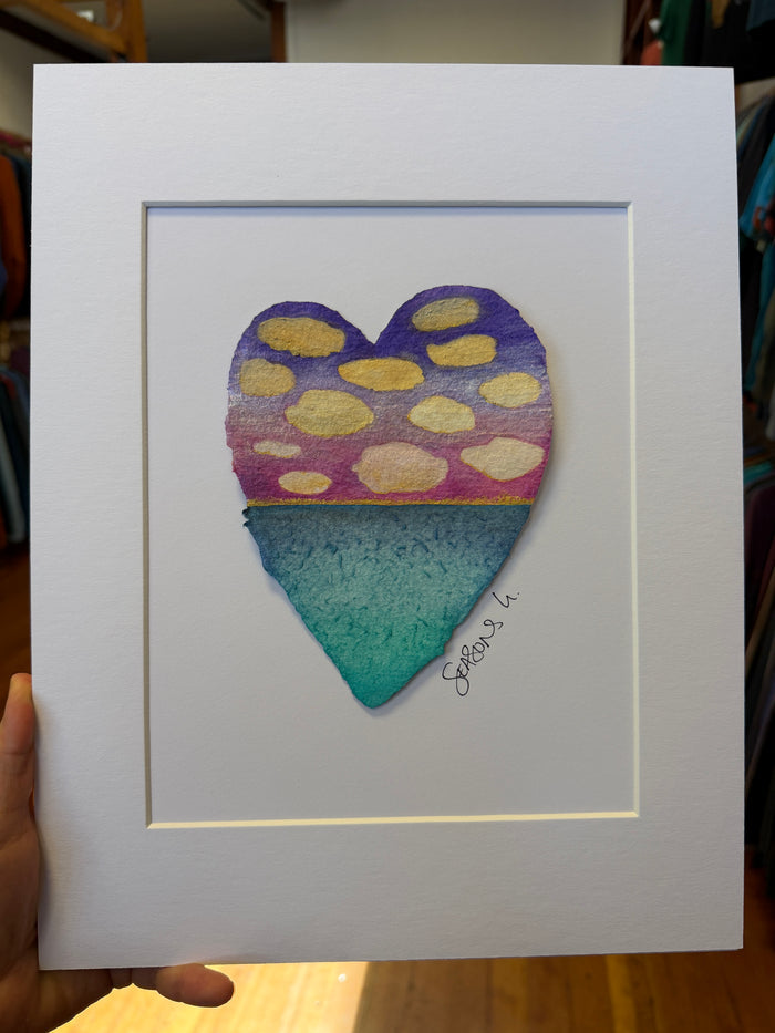 Cherry Cloud Jubilee Heart Painting 11 x 14  - Original Watercolor Paintings By Seasons Kaz Sparks