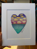 Cherry Cloud Jubilee Heart Painting 11 x 14  - Original Watercolor Paintings By Seasons Kaz Sparks