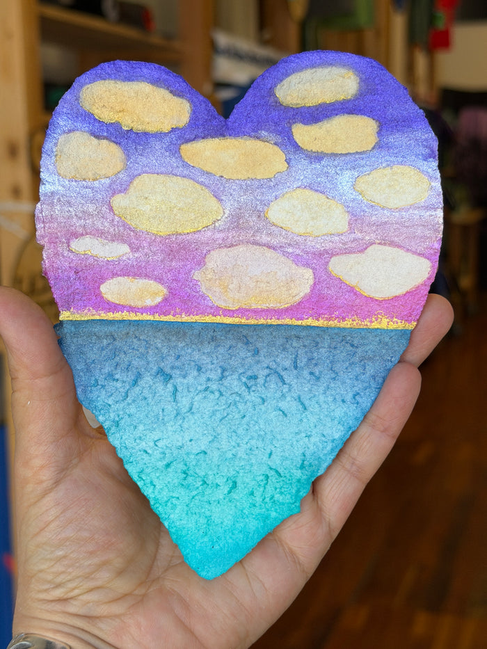 Cherry Cloud Jubilee Heart Painting 11 x 14  - Original Watercolor Paintings By Seasons Kaz Sparks