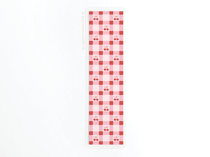Cherry Gingham Laminated Bookmark