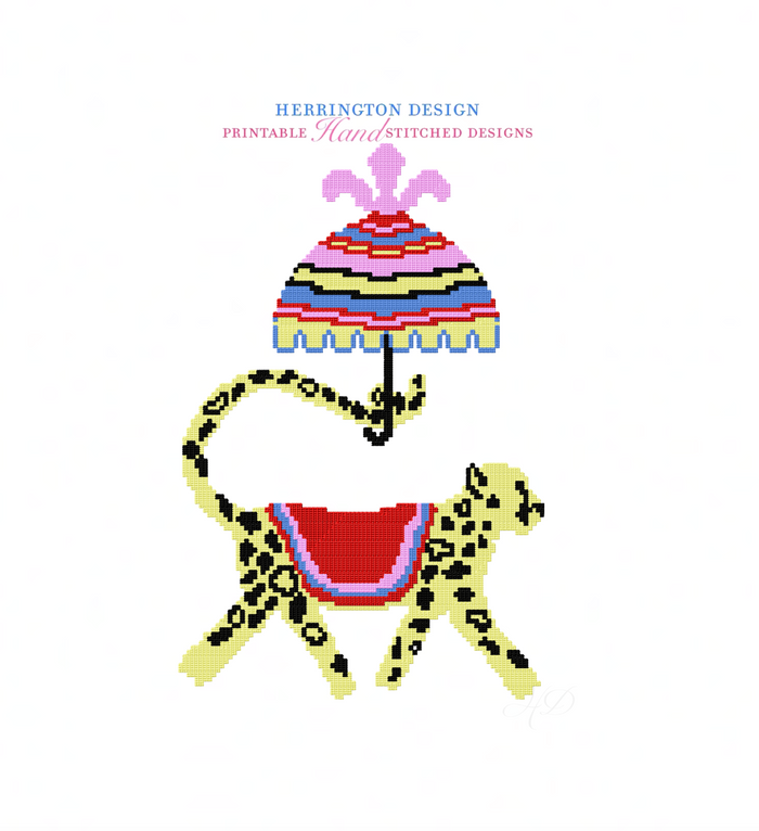 Chinoiserie Chic Cheetah Needlepoint design for crafting