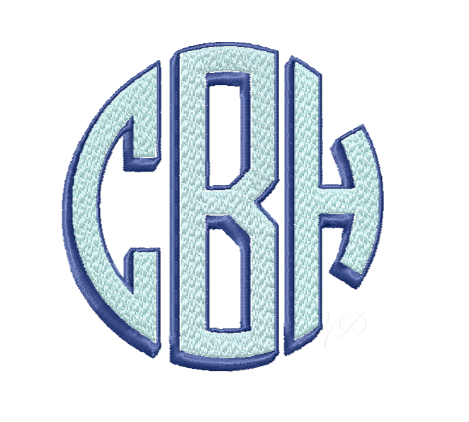 Circle Shadow Drop Monogram Embroidery Font for creative design.