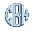 Circle Shadow Drop Monogram Embroidery Font for creative design.