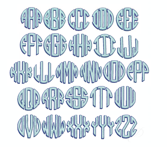 Circle Shadow Drop Monogram Embroidery Font