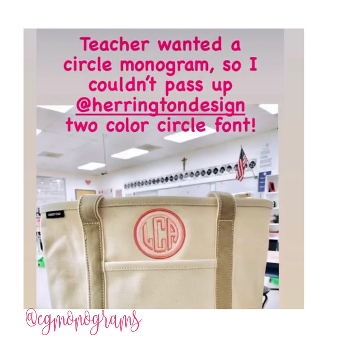 Circle Shadow Drop Monogram Embroidery Font
