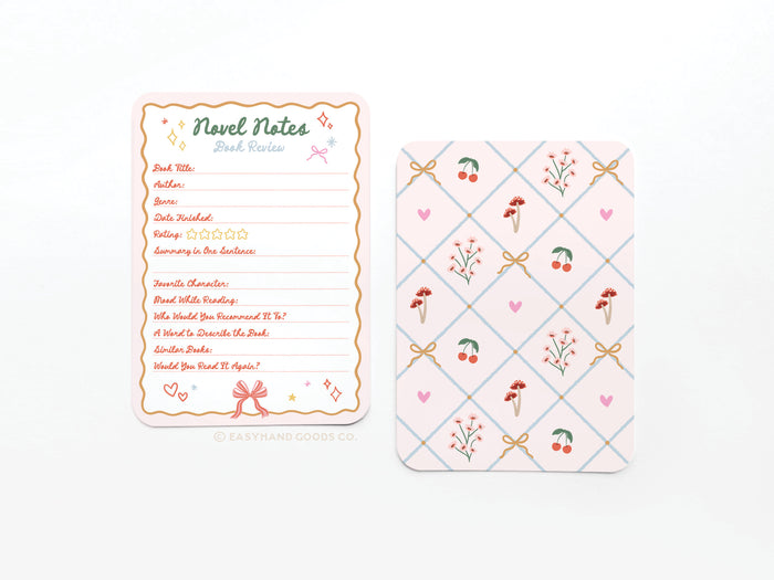 Coquette Novel Notes Book Review Card Set - Onderkast Studio