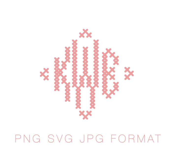 Cross Stitch Diamond PDF PNG JPG SVG & EPS Monogram Font