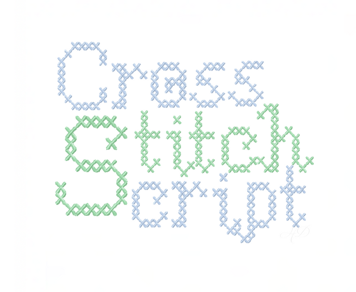 Cross Stitch Script Satin Embroidery Font design files