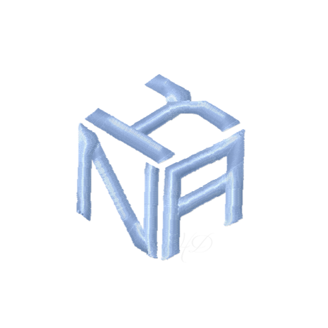 Cube Satin Stitch Embroidery Font for custom monograms