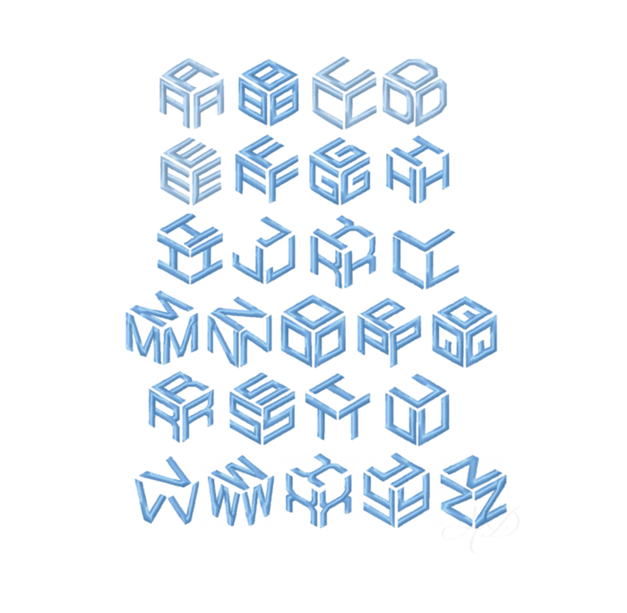 Cube Satin Stitch Embroidery Font