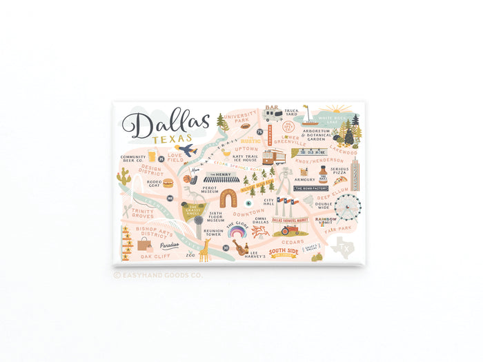 Dallas Map Refrigerator Magnet