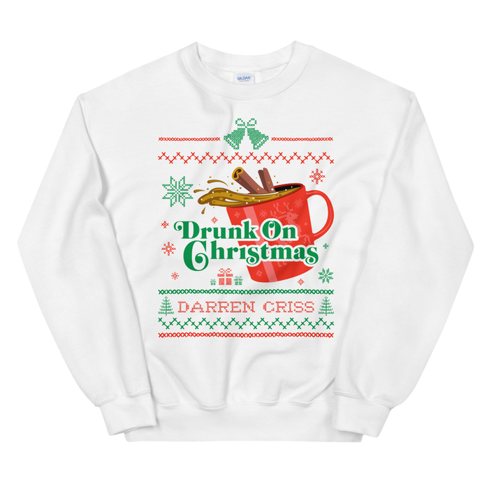 Darren Criss: Drunk On Christmas Crewneck White