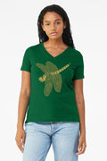 Dragonfly Jewel *Limited Edition* V-Neck Ladies T-shirt Kelly Green