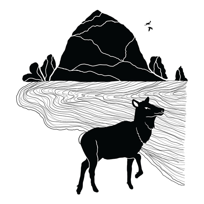 Elk Haystack Love - Pullover Sponge Fleece Hoodie - Blue Storm