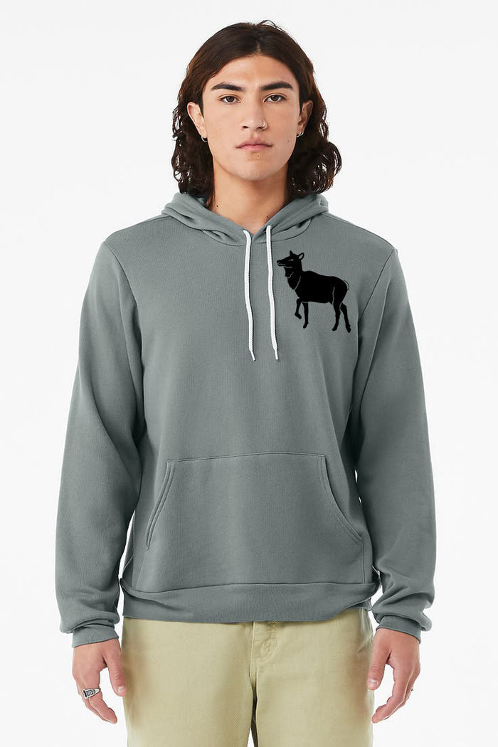 Elk Haystack Love - Pullover Sponge Fleece Hoodie - Blue Storm